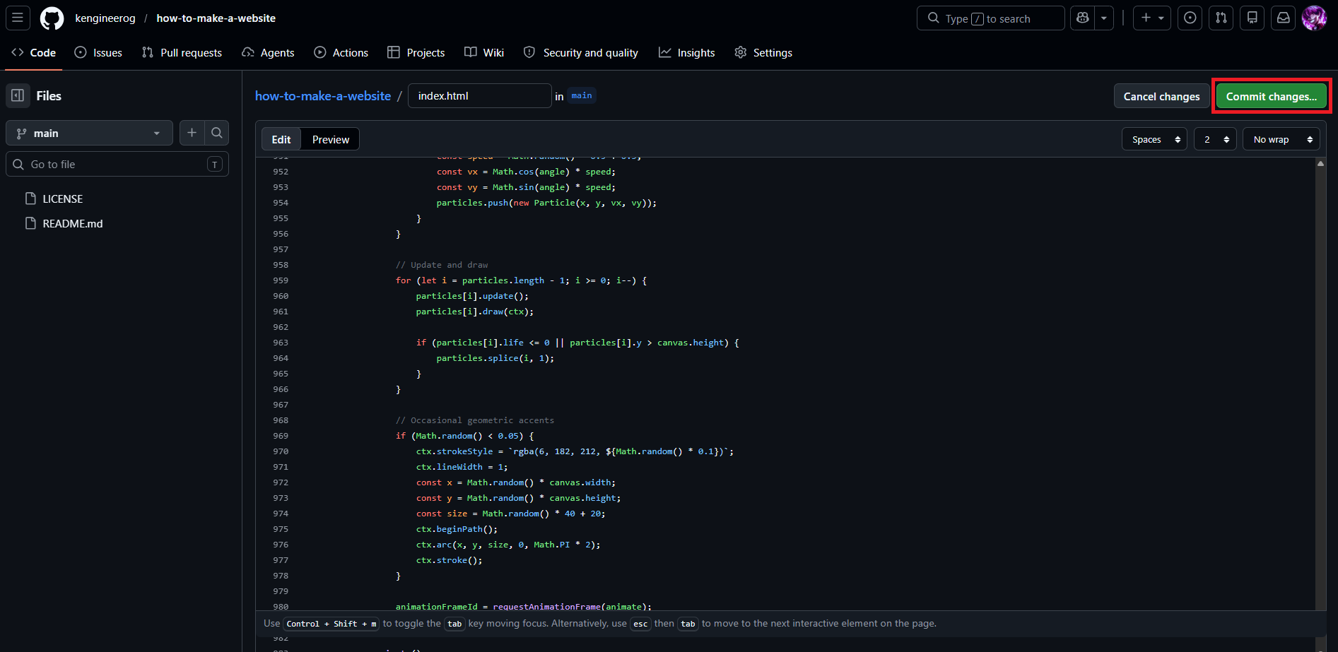 commit changes